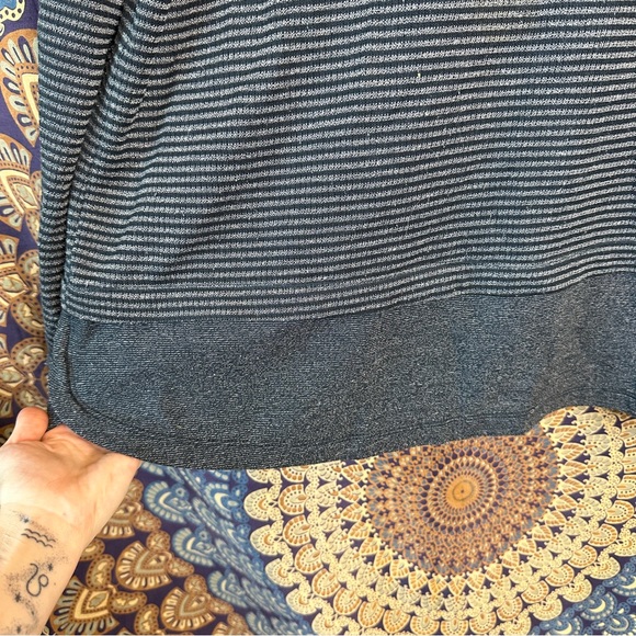 Cowl neck teal striped sweater - Picture 4 of 11